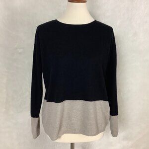 Allude Black & Gray Color Block Cashmere Sweater XS